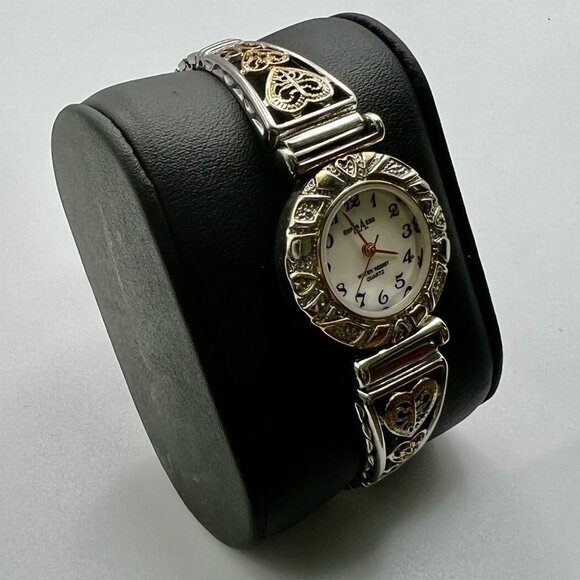 Vintage La Express Ladies Silver Tone Mother of Pearl Watch Filigree Working - Picture 5 of 11